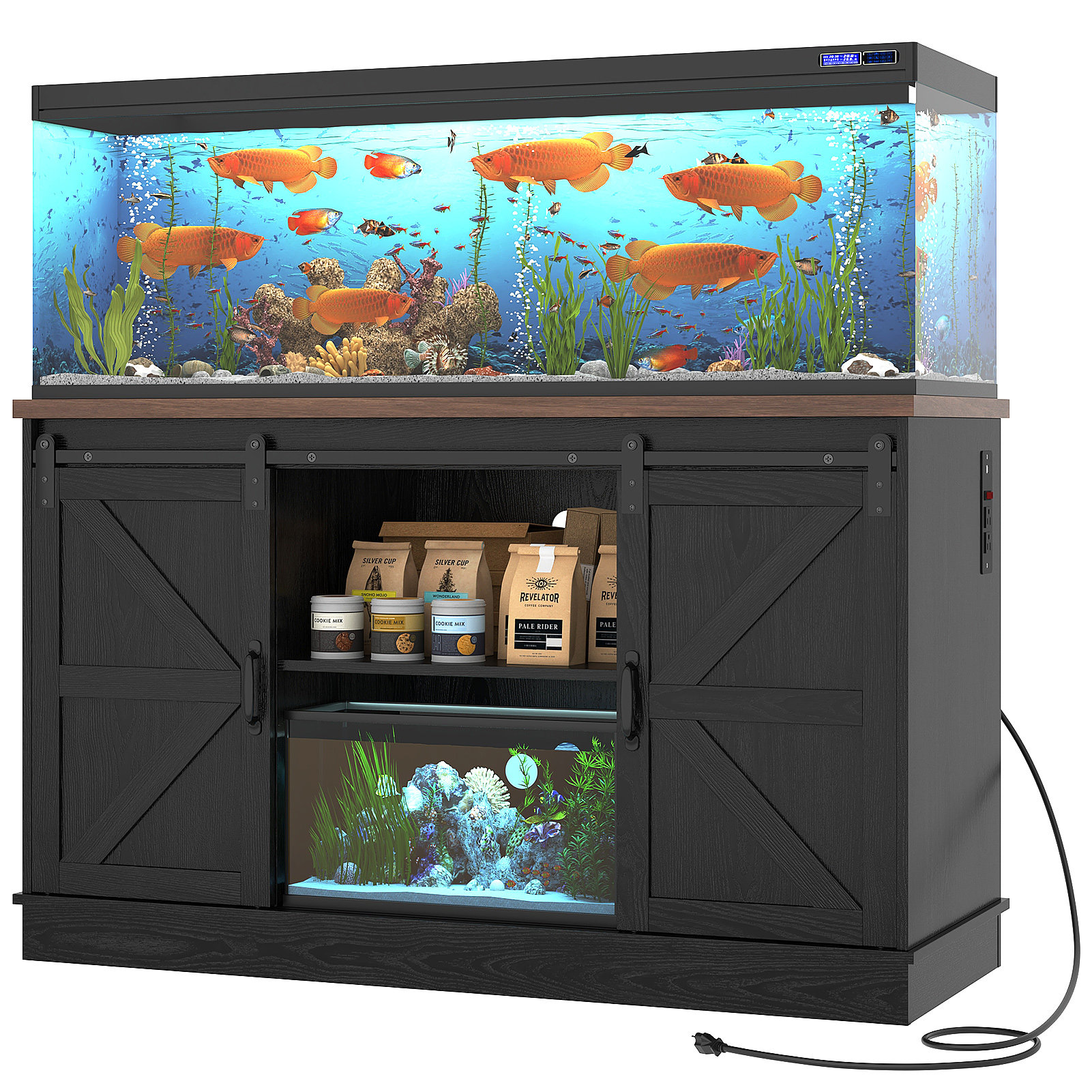 Gracie Oaks Farmhouse Aquarium Stand For 55-75 Gallon Fish Tanks